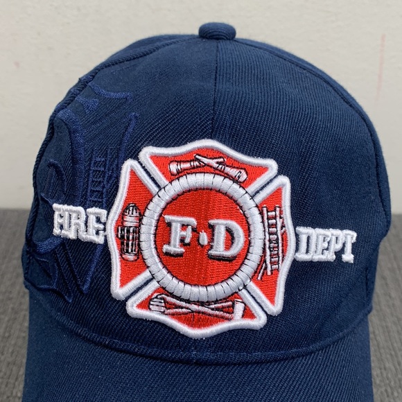 FD Fire Department Baseball Hat Unisex OSFA Navy Blue Embroidered Strapback Cap - Picture 3 of 13
